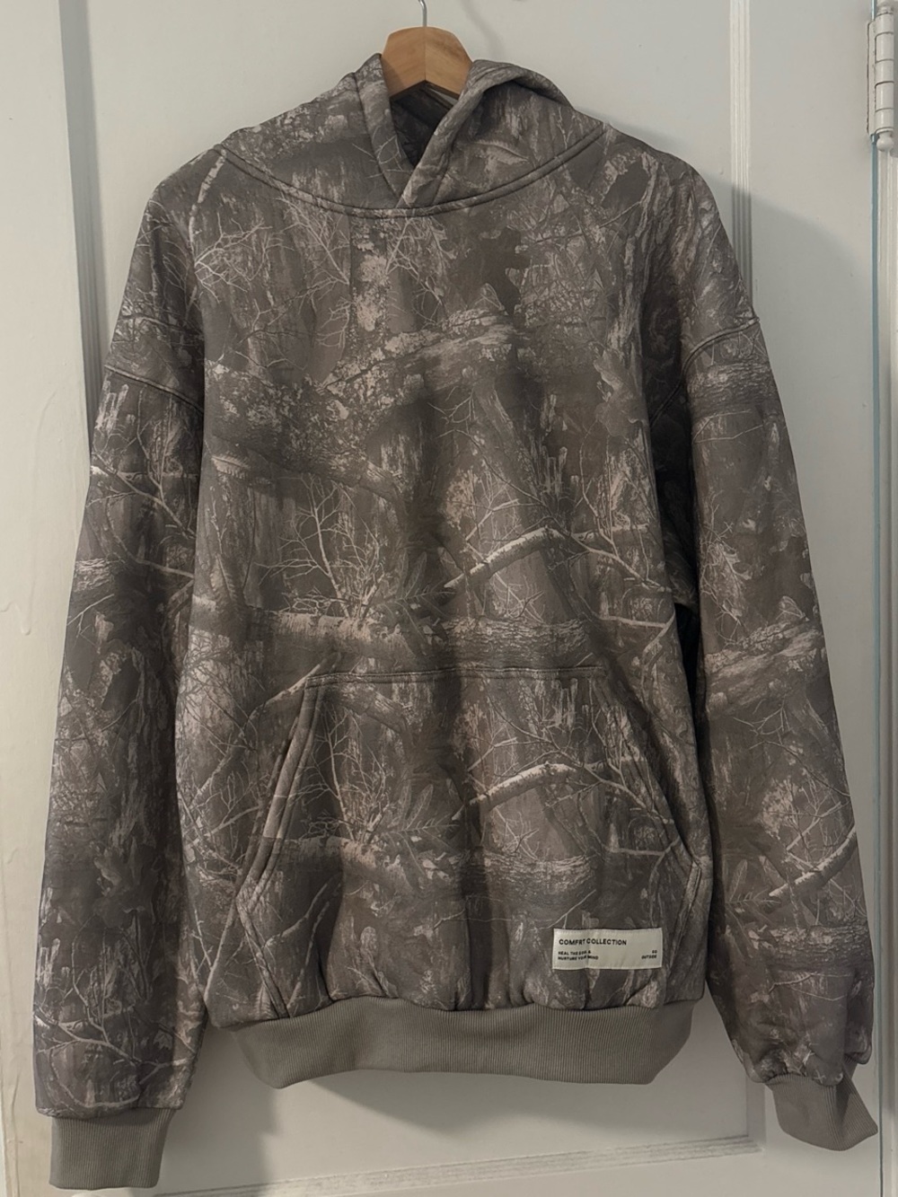 Gray Camouflage Hooded Sweatshirt - Women's Pullover Hoodie